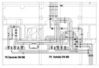 District cooling coupling distributor in the GSH, level 02 for load balancing / Combined operation of supply station 145.0 and sub station east, floor plan
